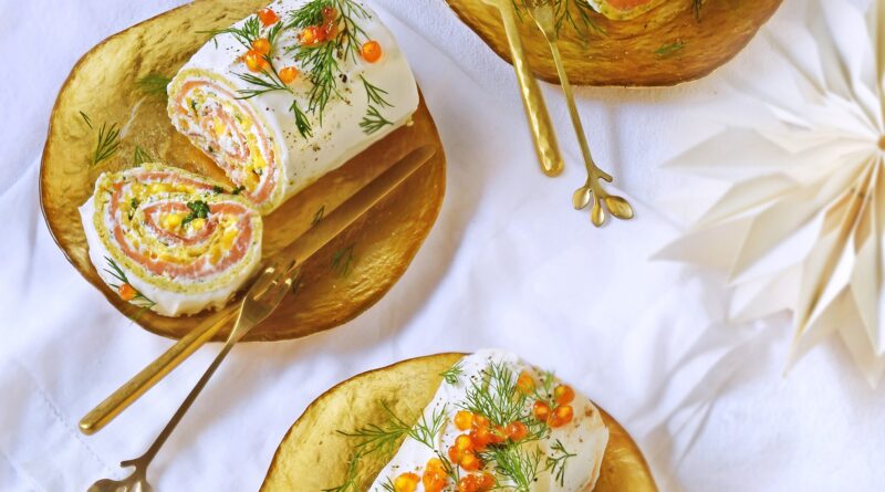 Roulés de saumon au fromage frais et mangue