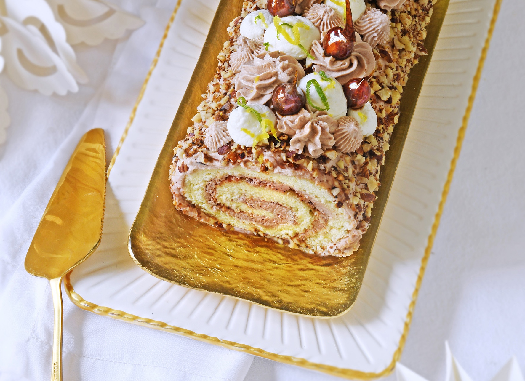 Bûche au citron et praliné